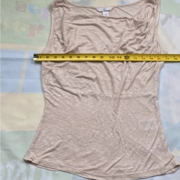 H & M WOMEN'S NUDE WITH SILVER METAL COWL NECK SLEEVELESS TOP TANK SIZE S - Picture 3 of 10